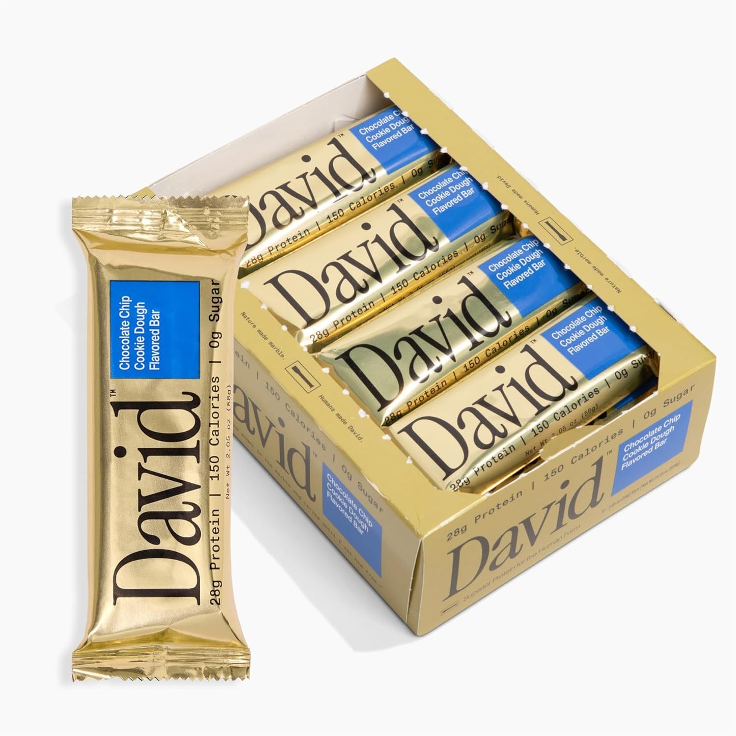 David Bar: High Protein, No Sugar β 28g Protein, 150 Calories, Pack of 12 π«πͺ