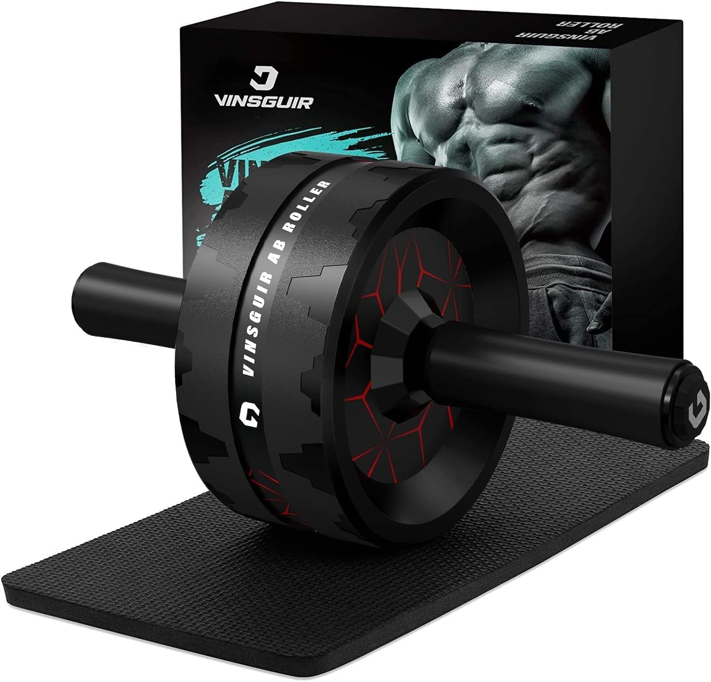 Roller Wheel, Abs & Core Workout Equipment for Home Gym with Knee Pad Accessories, Abdominal Wheel for Full-body Strength Training