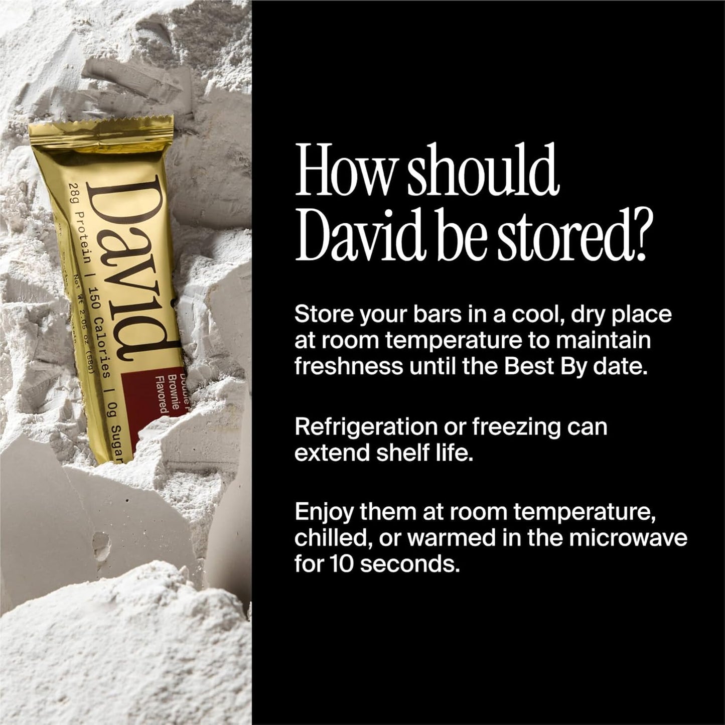 David Bar: High Protein, No Sugar β 28g Protein, 150 Calories, Pack of 12 π«πͺ