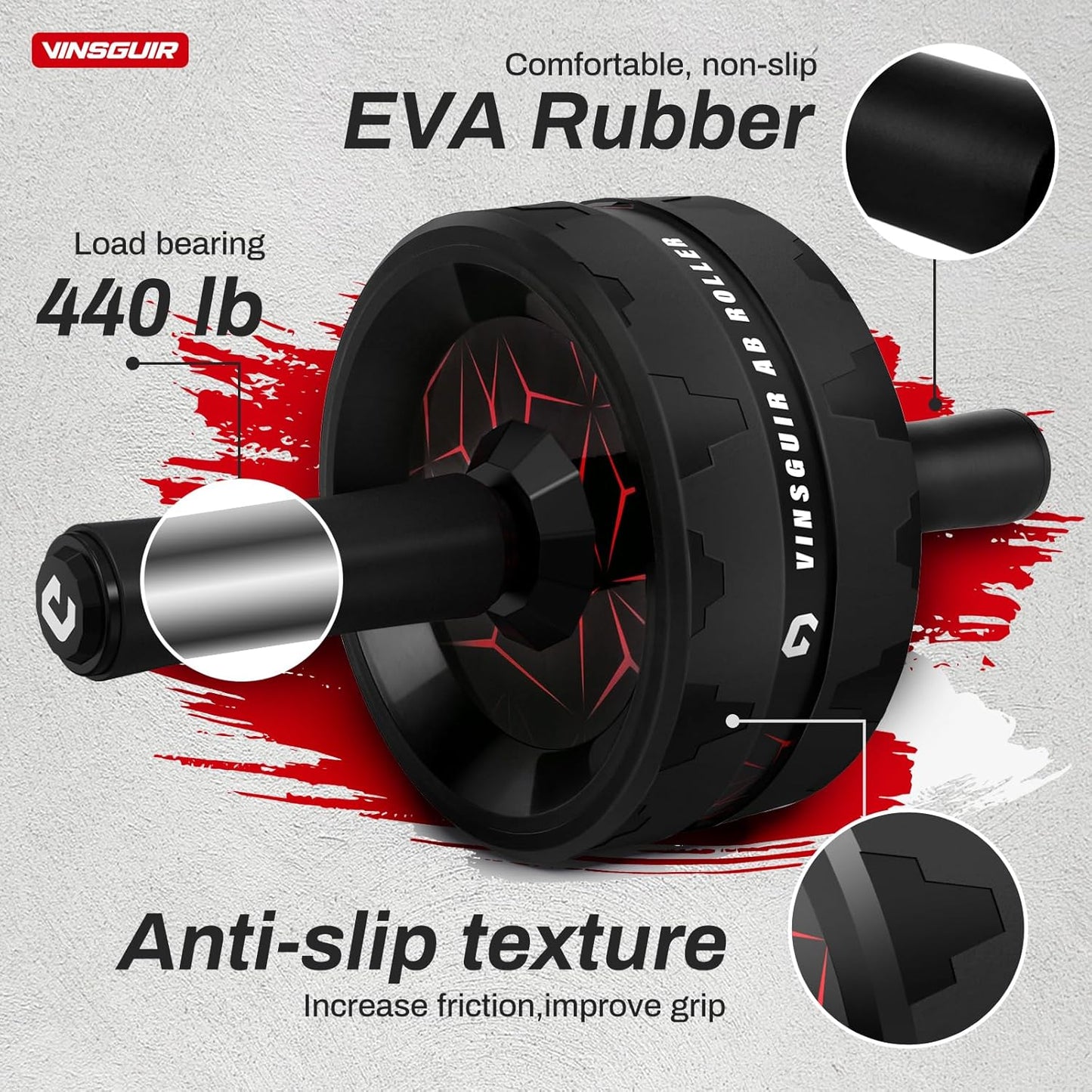 Roller Wheel, Abs & Core Workout Equipment for Home Gym with Knee Pad Accessories, Abdominal Wheel for Full-body Strength Training